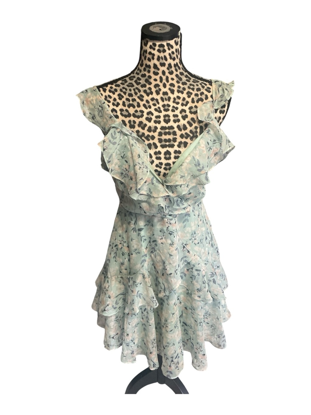 Windsor Pastel Blue Floral Ruffle Mini Dress